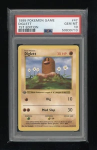 POKEMON 1st Edition Shadowless Base Set DIGLETT 47/102 Common PSA 10 GEM MINT - Picture 1 of 2
