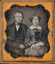 Attractive Young Couple Wedding Rings Tinted Faces 1/6 Plate Daguerreotype S552