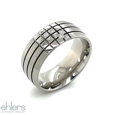 Ring Edelstahl Brillant NEUWARE 76% reduziert Ernstes Design Diamant 506-32 - Bild 1 von 4