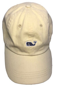 Vineyard Vines Strap Back Hat Cap Pale Yellow W/Blue Whale Adjustable NWOT