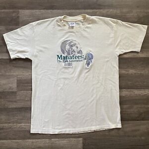 Vintage Anvil Sea World Manatees Cream embroidered Adults T-shirt Size XL