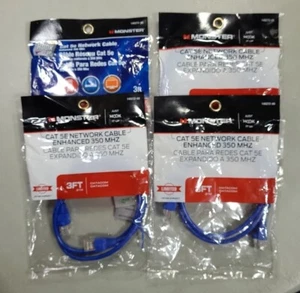 4x Monster 140272-00, Cat 5e Network Cable, 3 ft Just Hook It Up. FREE SHIPPING - Afbeelding 1 van 6