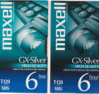 Maxell VHS GX-Silver T-120 6 Hour Standard Set of 2: New 1 Sealed Box 1 Open Box