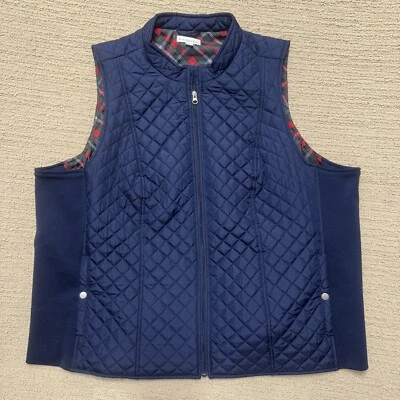 Chaqueta Kim Rogers Mujer 3X Azul Cremallera Completa Forrada a Cuadros Acolchada Chaleco de Golf Elastizado Foto 1 de 4