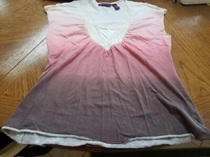 GLORIA VANDERBILT Copper Peach Ivory Farbverlauf Baumwolle Top S Häkelausschnitt - Bild 1 von 7