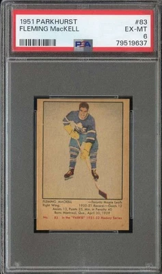 1951-52 PARKHURST #83 FLEMING MACKELL PSA 6 (RC) MAPLE LEAFS *CC0073 - Image 1 of 2