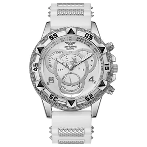 Reloj Pulsera Hombre Cuarzo Blanco Plata Blanco Deportivo Informal Silicona Regalo - Imagen 1 de 13