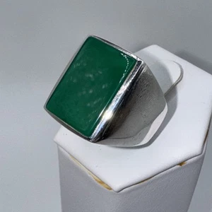 Vintage Herrenring Sterlingsilber Gr. 10,75 grüner Onyx - Bild 1 von 10
