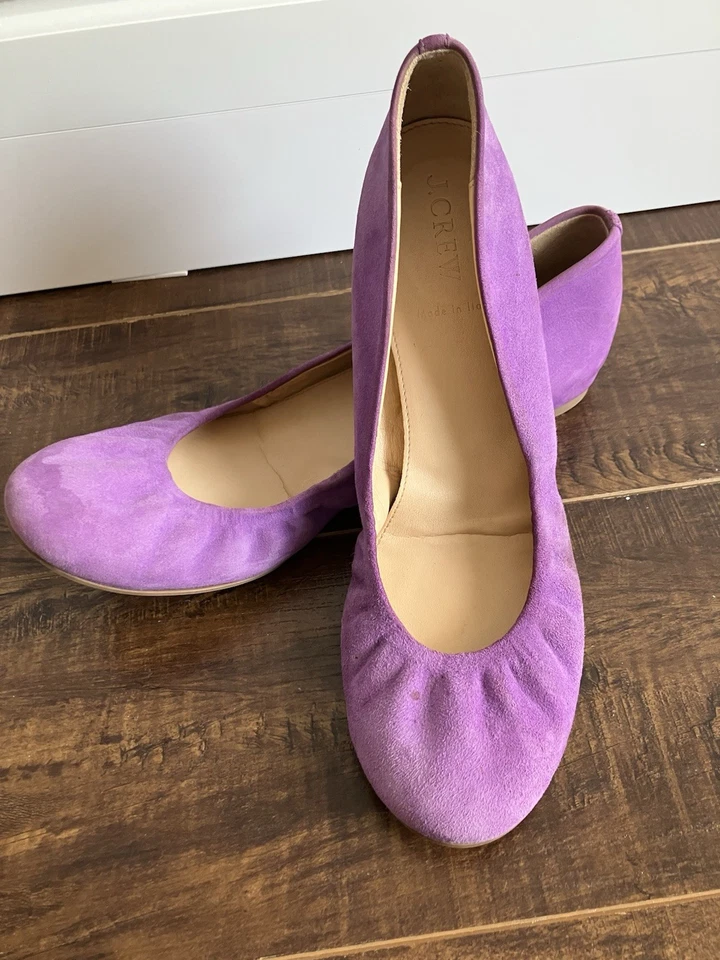 Pisos de ballet de gamuza J.Crew hechos en Italia - para mujer 8,5 - púrpura lila - cuero Foto 1 de 4