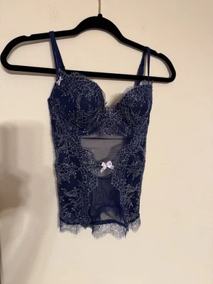 NWT Victoria's Secret Y2K Sheer Corset Bustier Bra 34C Blue - Image 1 of 4