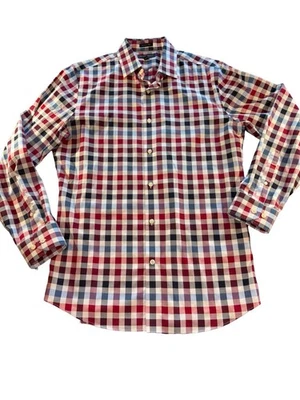 Mens Banana Republic Non Iron Grant Fit Long Sleeve Plaid Button Up Red Large - Image 1 of 4