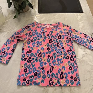 Lilly Pulitzer Cheetah Print Girls' Long Sleeve Tee! Size Kids XL (12-14) - Picture 1 of 3