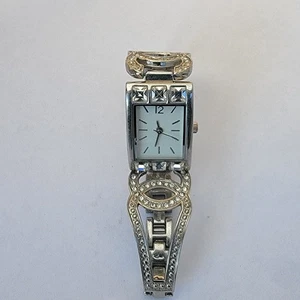 Vintage Watches Ladies Silver Bangle Quartz Watch with Crystal Accents - Picture 1 of 10