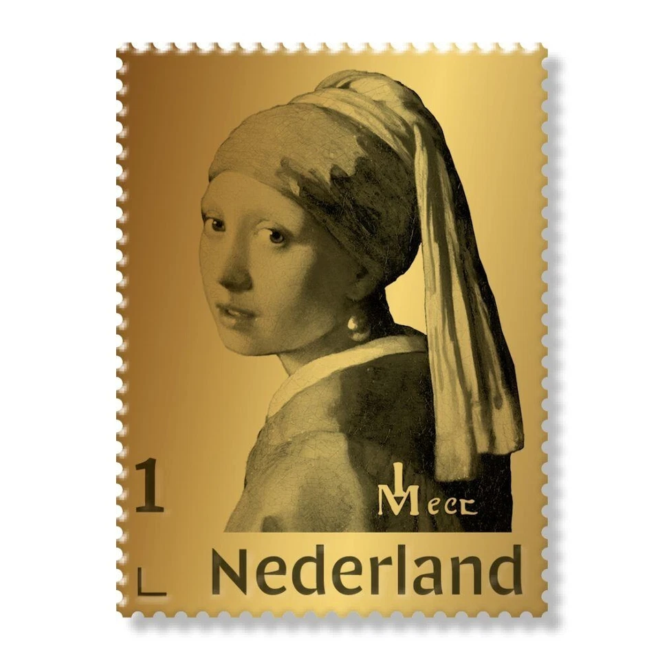 Netherlands  Johannes Vermeer Girl with Diamond earring GOLD STAMP  in box mnh G - Image 1 of 1