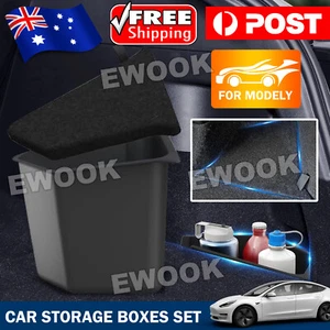 Tesla Model Y Car Rear Trunk Storage Box Trunk Organizer Side Packets Tray Bins - Picture 1 of 11