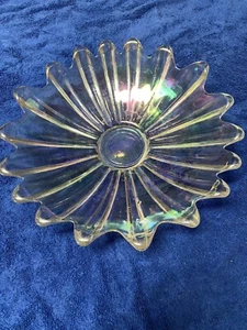 Schöne Vintage Sunburst Klar Karneval Glas Servierschale - Bild 1 von 5