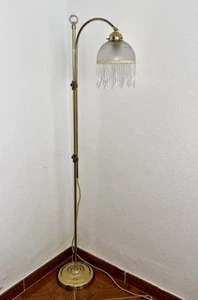 Alte Messing Glas Perlenschirm Stehlampe Stehleuchte 170 cm Hoch - Bild 1 von 13