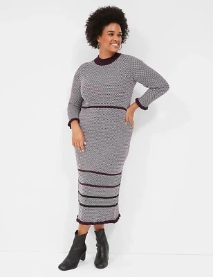 MOCK NECK STRIPE DETAIL SWEATER DRESS PLUS SIZE 10/12 - Изображение 1 из 2