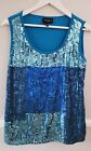 Antthony Studio Blue Colour  Half Sequins Sleveless Top Uk Small  36 Inches