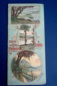 1914 ORARI BATTELLI FERROVIE FUNICOLARE LAGO MAGGIORE LUGANO COMO DEPLIANT - Bild 1 von 12