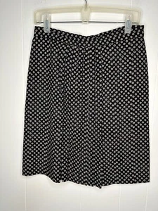 Vintage 90s Doncaster Pleated Skirt Women's Size 12 A-Line Black Beige Circles - Picture 1 of 8