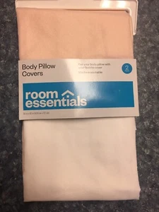 Room Essentials Body Pillow Covers x2 New White Pink Gold Metallic - Picture 1 of 9