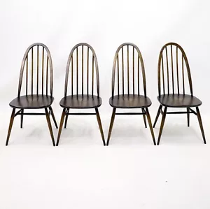 4 Ercol Windsor Quaker Bow Back Dining Chairs Traditional c1978 FREE UK Delivery - Picture 1 of 23