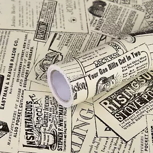 Newspaper Wallpaper 17.7” x 118” Vintage Peel And Stick Self Adhesive Decoration - Picture 1 of 6