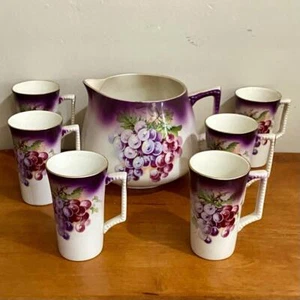 1890-1915 Dresden China or Whiteware 7-pc Juice Set - Picture 1 of 10