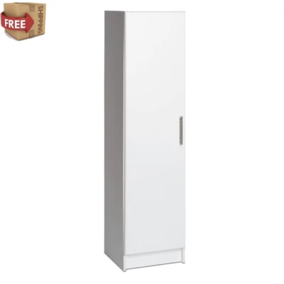 White Wooden Utility Pantry Storage Cabinet Door Laundry Broom Closet Organizer - Image 1 of 4