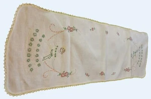 Runner da tavolo vintage Southern Belle e ricamato floreale 36" x 13" con bordo in pizzo - Foto 1 di 4