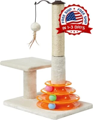 Rascador Para Gatos Arbol Juguetes Gato 2 En 1 Con Hierba Gatera Juguete NEW US. - Image 1 of 4