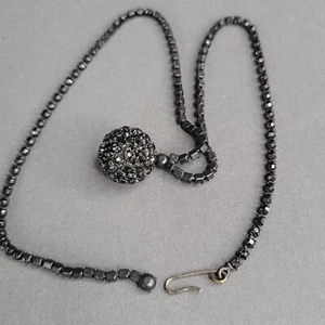 Collar de moda colgante redondo cadena de eslabones de diamantes de imitación negro vintage 18 pulgadas - Imagen 1 de 5