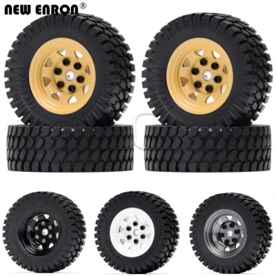 Crawler Rubber Tires 1.55 Wheels Rims for RC Car AXI90069 D90 TF2 LC80 MST JIMNY - Image 1 of 4