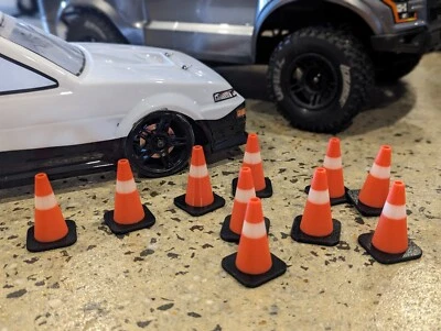 Rc Car Traffic Cones 1/10th Scale Witches Hats Drift Scenery 10 Pack - Image 1 of 3