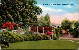 Milwaukee, WI Wisconsin A Glimpse Of Lake Park Vintage Postcard Postmarked 1941 - Picture 1 of 2