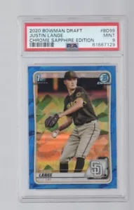 JUSTIN LANGE 2020 BOWMAN CHROME DRAFT SAPPHIRE ROOKIE CARD #BD-99 PSA 9 - Picture 1 of 1