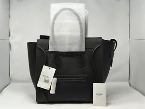 Celine Micro Luggage Handbag in Drummed Calfskin Leather Black - Picture 1 of 14