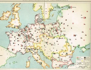 MAPA MILITAR DE EUROPA / GUARNICIONES / FORTALEZAS 1894 Gráfico Original - Imagen 1 de 1