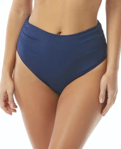 Coco Reef Women's Bikini Swim Bottoms High Waist Ruched Navy Solid Size XL New - Picture 1 of 4
