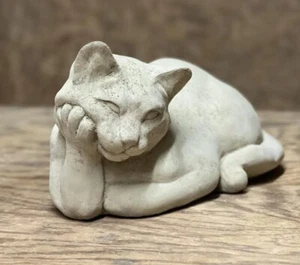Porch Cat the Thinker Statue Garden Concrete Pet Sculpture Kitten Memorial "7 - Picture 1 of 11