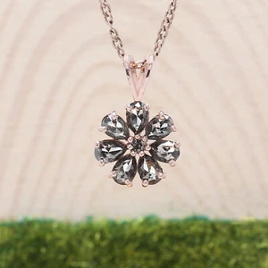 1.05 Ct Pear Salt And Pepper Diamond Pendant 14K Rose Gold Engagement Pendant - Picture 1 of 9