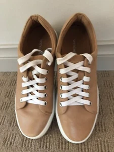 WITCHERY LEATHER SNEAKERS SIZE 36 CAMEL COLOUR WITH CREAM CONTRAST PRE-OWNED - Picture 1 of 4