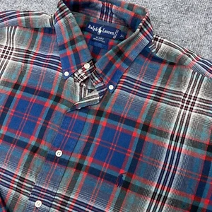 Camicia Ralph Lauren vintage uomo XL quadri leggera flanella blaire oversize - Foto 1 di 8