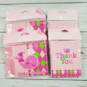 BUNDLE Creative Converting OCEAN PREPPY GIRL INVITATIONS & THANK YOU CARDS 16CT - Picture 1 of 4