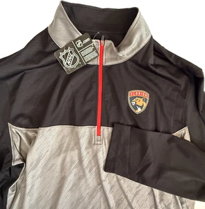 FLORIDA PANTHERS NHL MAGLIA QUARTER ZIP UOMO 2XL MANICA LUNGA NERO GRIGIO HOCKEY - Foto 1 di 17