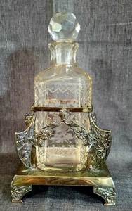 R. Smith & Co. Zierliche Karaffe versilbert geschliffenes Kristall Schnaps - Bild 1 von 12