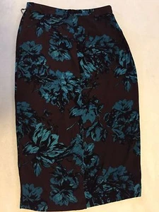 ¡NUEVO CON ETIQUETAS! Who What Wear Mujer Marrón Teal Floral Crepé Midi Lápiz Carrera Falda Talla 4 - Imagen 1 de 8