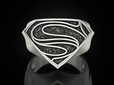 Bague homme motard Superman en argent sterling - Photo 1/4