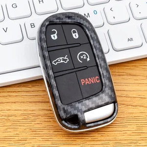 Custodia chiave intelligente auto fibra di carbonio plastica ABS per Jeep Fiat Dodge Chrysler - Foto 1 di 10